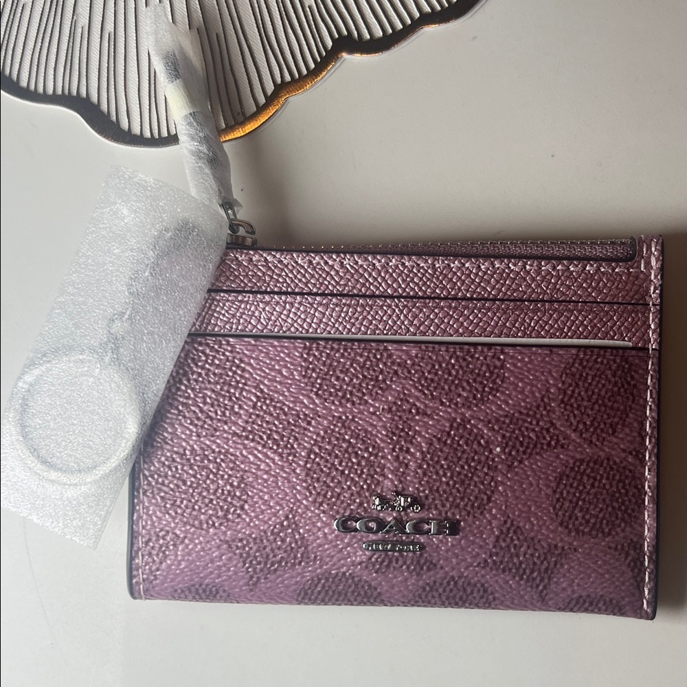 Coach Metallic Purple Pink Card Case - Picture 4 of 10